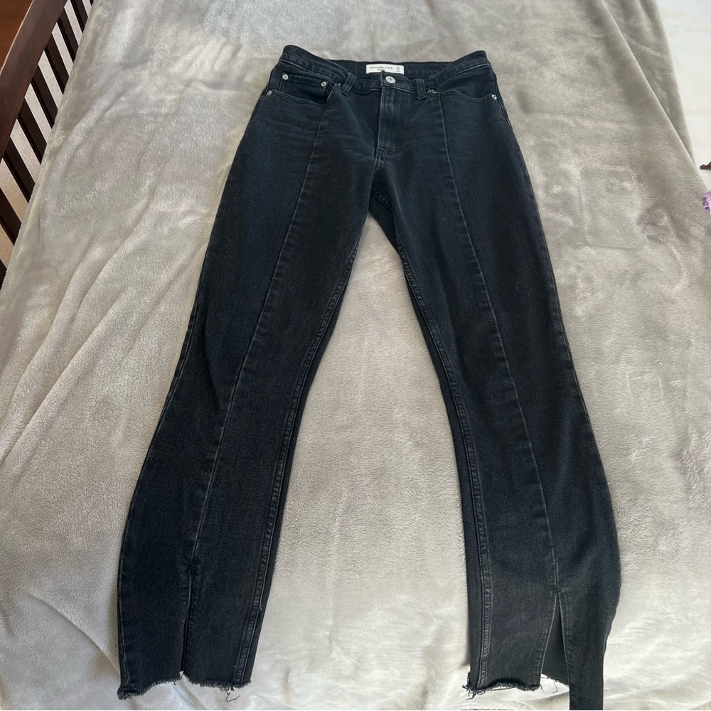 A&F High Rise Skinny Jeans Split Hem